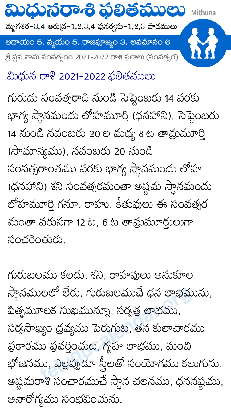 Mithuna Rasi 2021 2022 Yearly In Telugu Mithuna Rasi 2021 2022 Yearly In Telugu