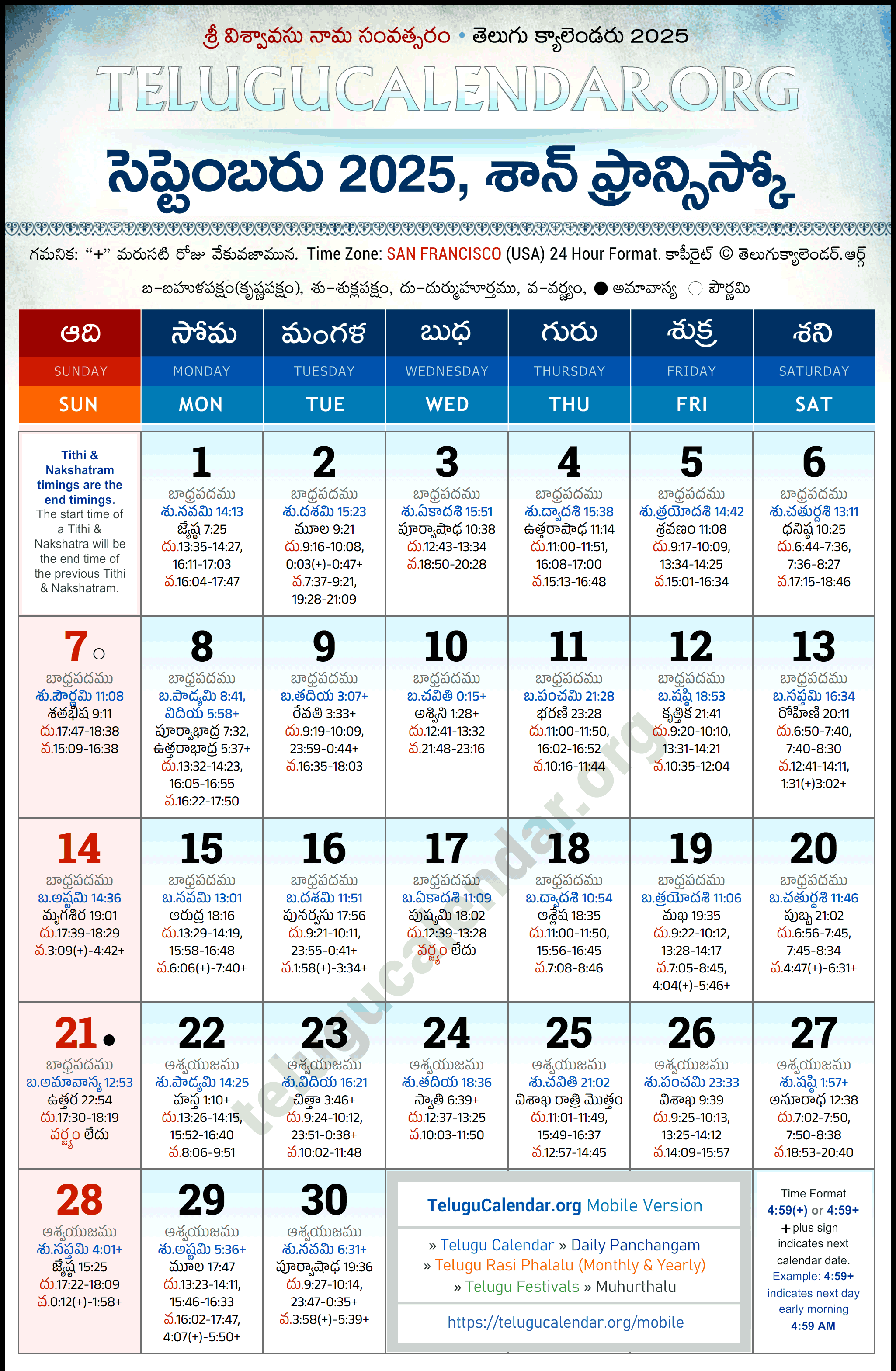 Telugu Calendar 2025 September San Francisco in Telugu Telugu Calendar 2025 September San Francisco in Telugu